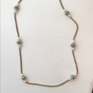 J Crew long, gold chain necklace